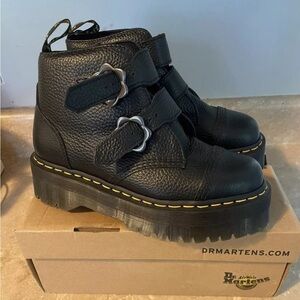 Doc Martens Devon flower buckle boots, size 8